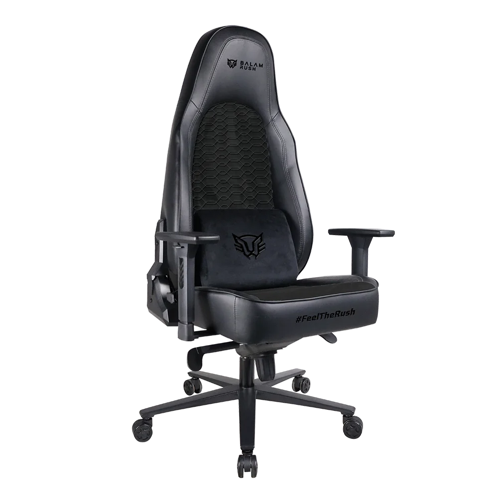 Silla Gamer Velvet Royale / Madera + Terciopelo + PU / Piston Clase 4 / Soporta hasta 150 kg / Mecanismo Rana / Inclinación de 90° a 180° / Negro
