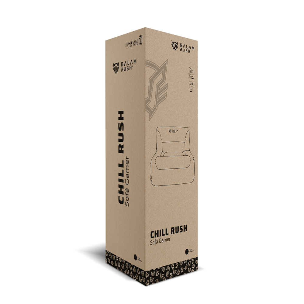 Sofá Gamer Chill Rush / Tela + Relleno Esponja Comprimida / Soporta hasta 120 kg / Limpiar con un paño suave / Negro
