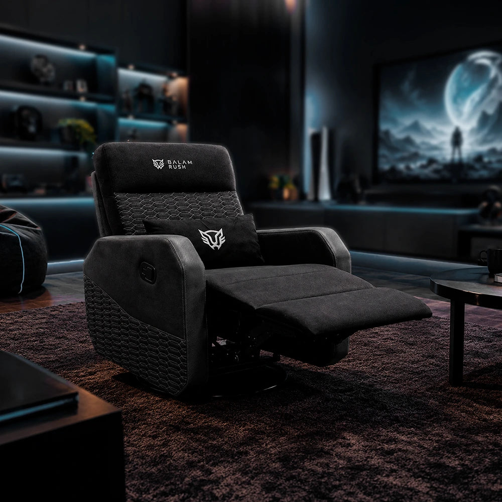 Sofá Gamer Thunder Soft / Madera + Tela / Soporta hasta 136 kg / Inclinación de 165° / Negro