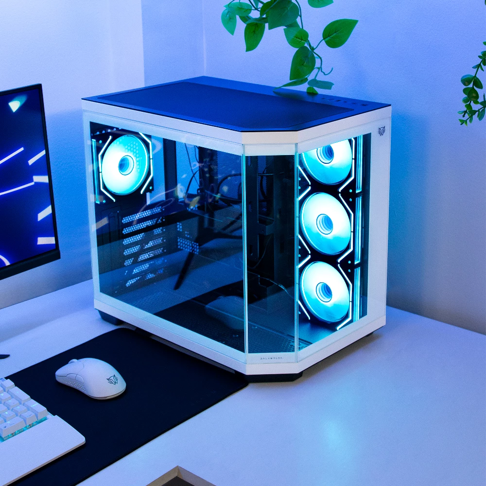 Gabinete Gamer Media Torre | Tank Master 9600 TB Max MB ATX Ultra Wide + Sin Bordes | 1xUSB C 3.1 + 1xUSB 3.0 + 1x USB 2.0 + Audio+ 4xFan ARGB | Blanco